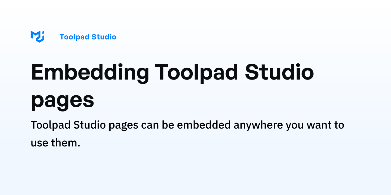 Embedding Toolpad Studio pages - Toolpad Studio